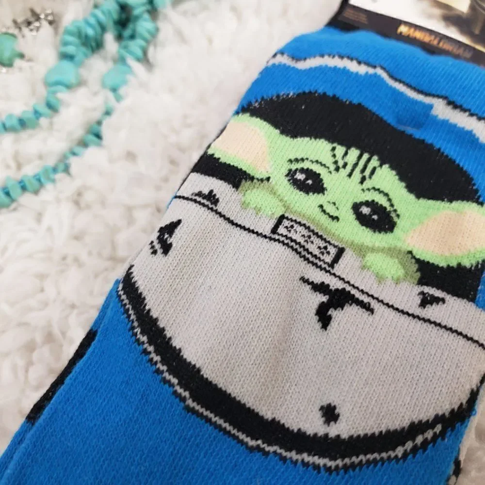 Mandalorian Starwars Boy/Girl Blue Socks Size 6-12